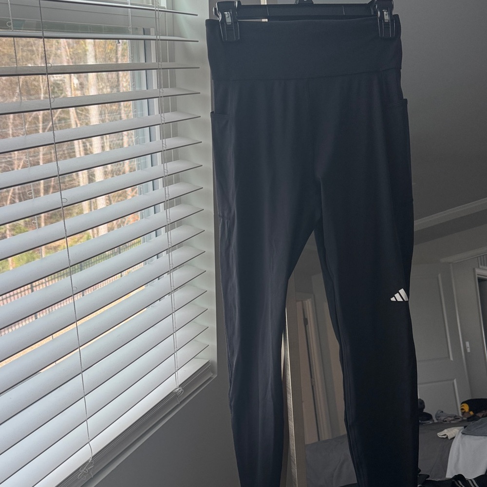 adidas Black High-Rise Performance Leggings with Side Logo
